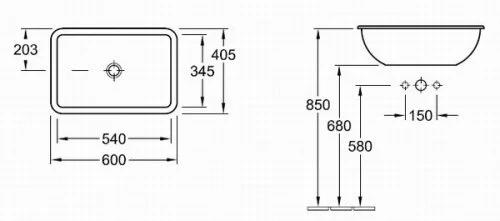 Раковина Villeroy & Boch Loop & Friends 60 см альпийский белый 61450001 (детальная фотография), современные, hi-tech
