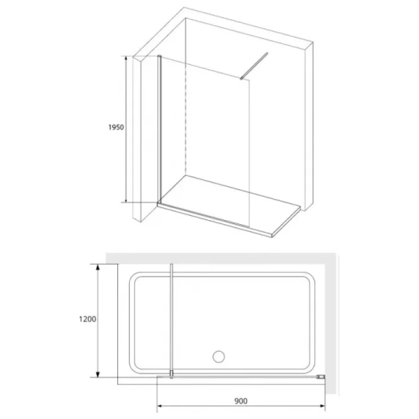 Душевая перегородка RGW Walk In WA-010 90 см стекло матовое-сатинат, профиль хром 351001009-21 (детальная фотография), современные, hi-tech
