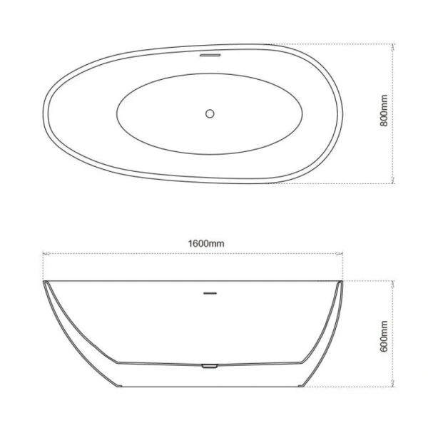 Ванна акриловая Grossman Fly, 160 x 80 см, отдельностоящая, белая матовая, GR-1103M (детальная фотография), современныe, hi-tech