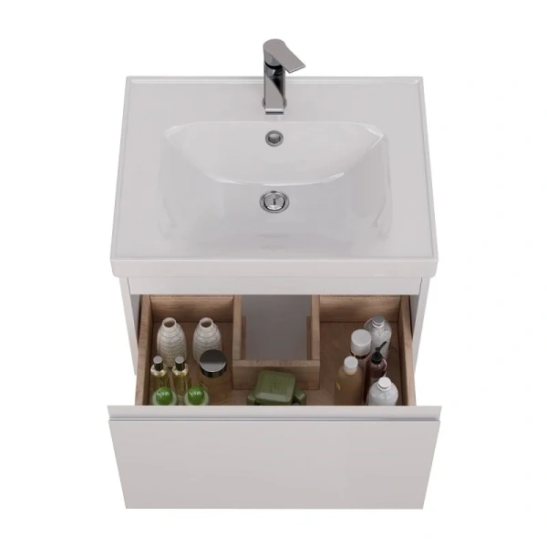 Тумба под раковину подвесная Lemark Veon Mini 60 см белый глянец LM02VM60T (детальная фотография), 60 см