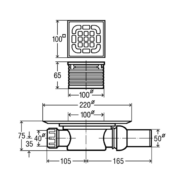 Схема (детальная фотография), душевой трап
