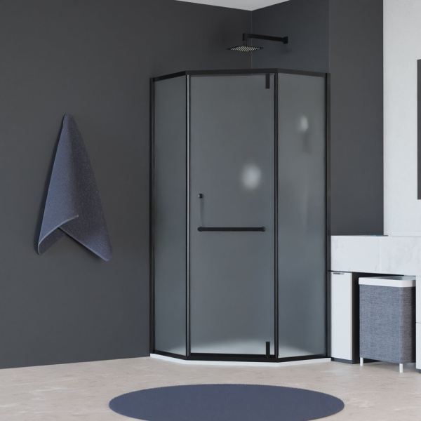 Душевой уголок RGW Hotel HO-084B 100x100 см профиль черный стекло матовое 350608400-24 (детальная фотография)
