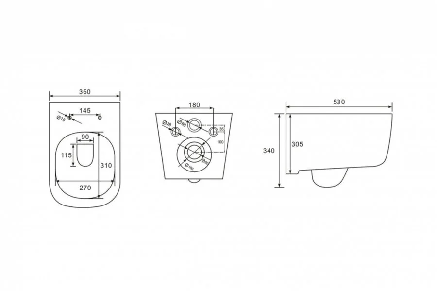 Унитаз подвесной Abber BEQUEM AC1104 безободковый (детальная фотография), современные, hi-tech