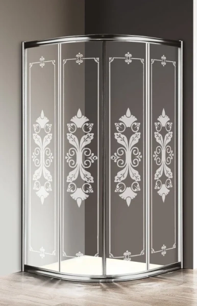 Душевой уголок Cezares Giubileo 90х90 см стекло прозрачное с узором профиль хром GIUBILEO-R-2-90-SCORREVOLE-CP-Cr (детальная фотография)