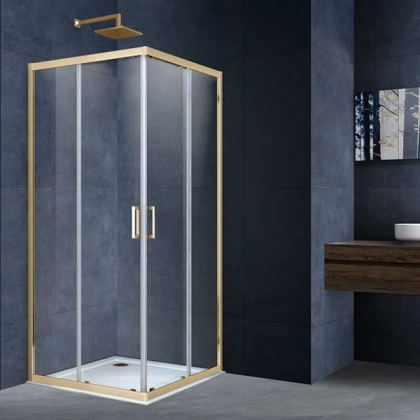 Душевой уголок Vincea Alpha 90х90 см профиль брашированное золото VSS-3AL900CLG (детальная фотография)