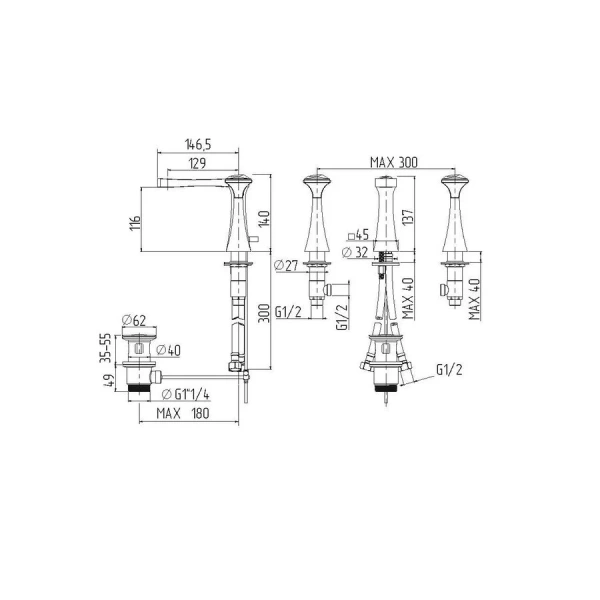 Смеситель для раковины Migliore Opera хром 19044 (детальная фотография), для раковины