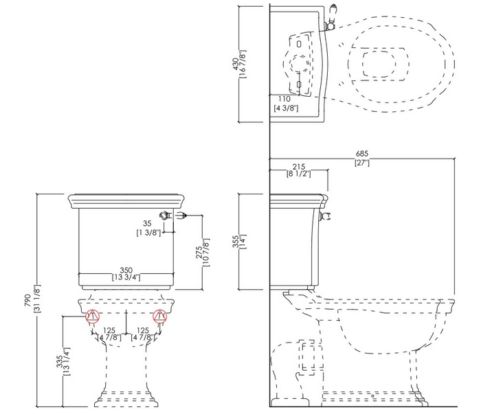 Схема (детальная фотография), с нижним подводом воды