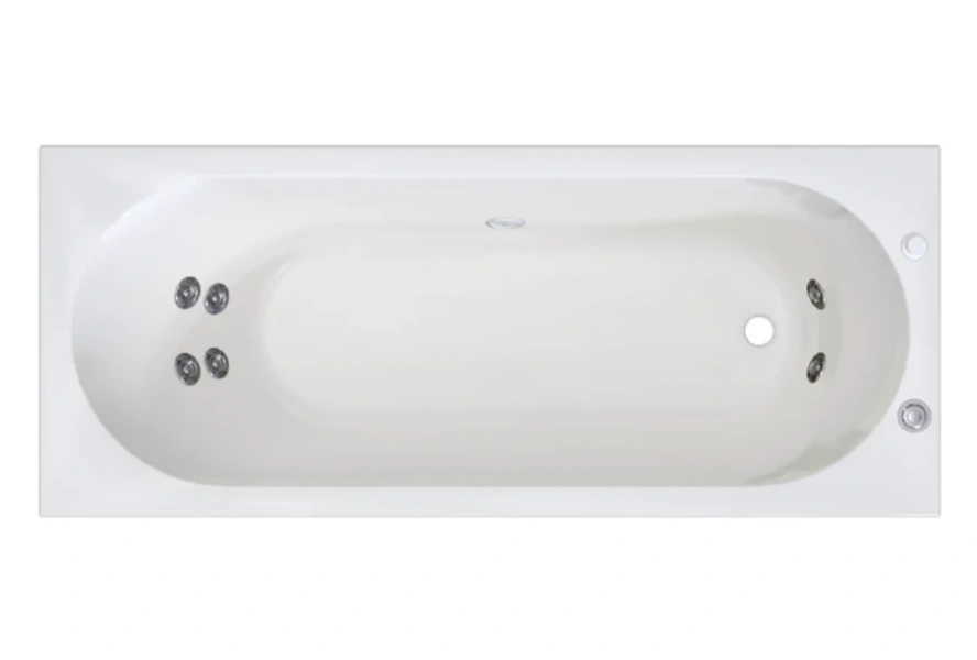 Акриловая ванна Радомир Вальс 1-01-2-0-1-336К, 170 х 70 см, каркас, фронтальный экран, сифон, слив-перелив автомат в комплекте, белая/хром (детальная фотография), приставные, встраиваемые