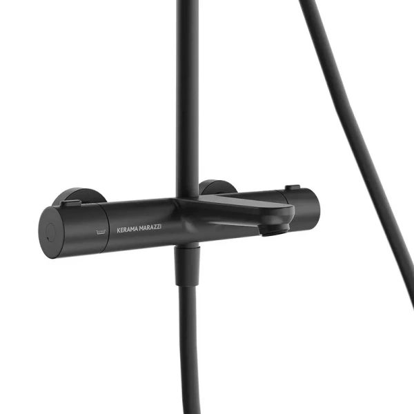 Душевая стойка Kerama Marazzi Fonte черная матовая FO.301.KM.BLK.M (детальная фотография), настенные