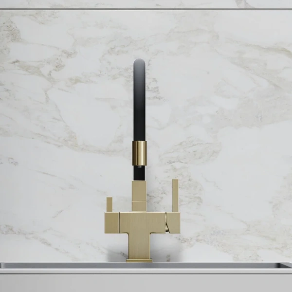 Смеситель для кухни Sancos Arno золото SC4005BG (детальная фотография), золото, черные, комбинированные