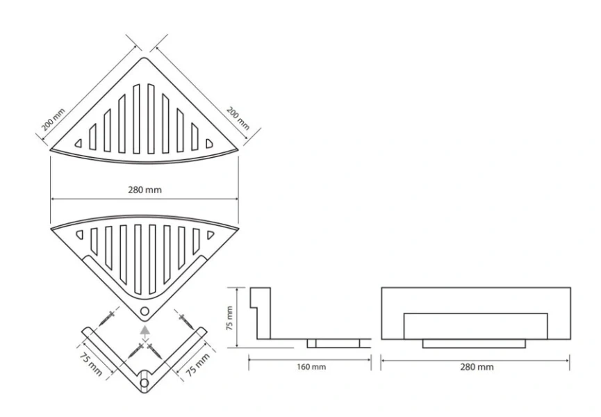 Полочка для ванной Bemeta Cytro угловая 102208282 (детальная фотография), современные, hi-tech