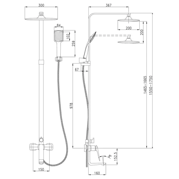 Душевая стойка, хром/белый Lemark Allegro LM5962CW (детальная фотография), современные, hi-tech