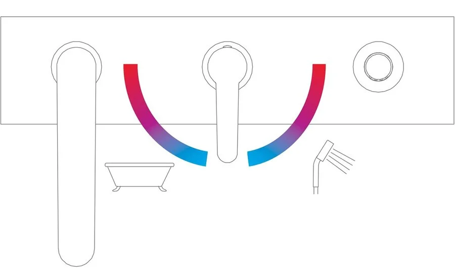 Смеситель для ванны Ravak Puri X0701 врезной (детальная фотография), хром, черные