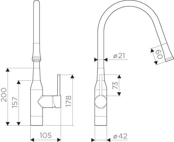 Смеситель для кухни Omoikiri Yatomi-BN-R нержавеющая сталь/красный 4994248 (детальная фотография), для кухни