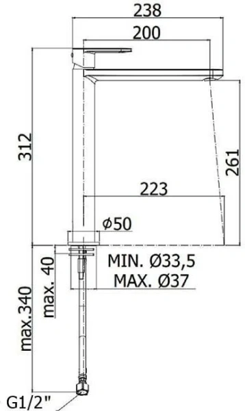 Смеситель для раковины Paffoni Candy высокий CA081CR (детальная фотография), для раковины