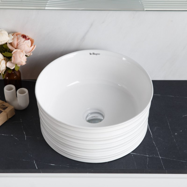 Раковина накладная BelBagno 41 см керамическая, белая BB1420 (детальная фотография), 40 см