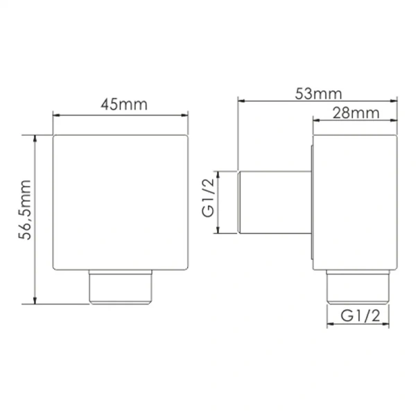 Подключение для душевого шланга WasserKRAFT прямоугольное (детальная фотография), по запросу