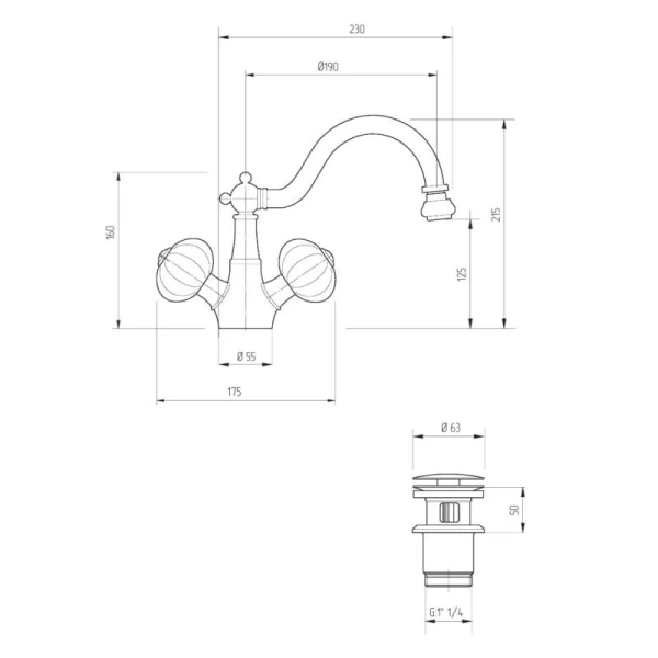 Смеситель для биде Migliore Olivia золото 19019 (детальная фотография), для биде