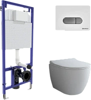 Унитаз с инсталляцией BERGES Okus кнопка белая/хром