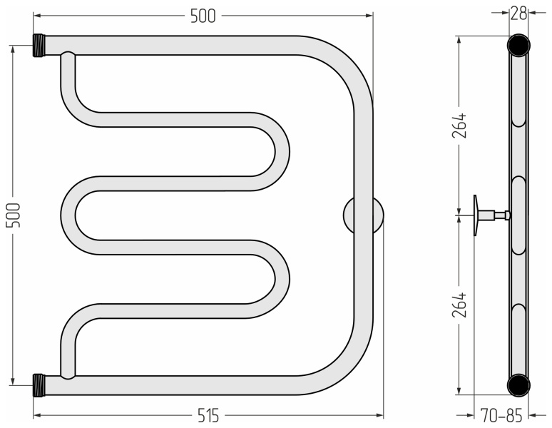 Схема (детальная фотография), для систем горячего водоснабжения, для систем отопления, c боковым подключением
