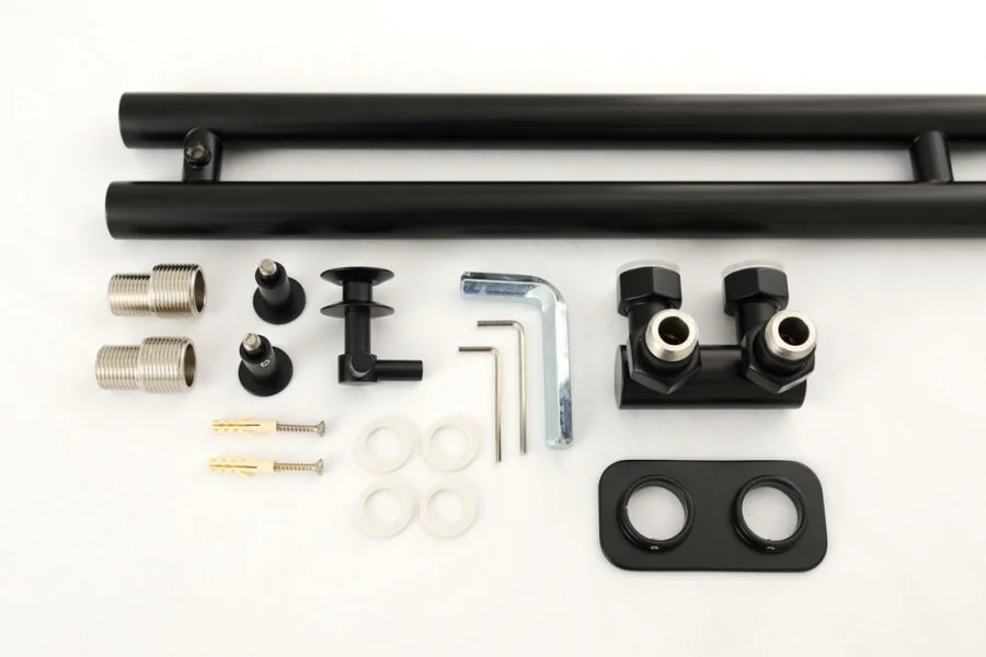 Полотенцесушитель водяной Сунержа Нюанс EU50+ 5х154.5 см черный матовый 31-0212-1545 (детальная фотография), для систем горячего водоснабжения, для систем отопления, с нижним подключением