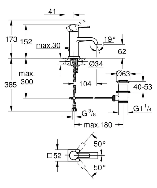 Смеситель для раковины Grohe Allure 32757000 (детальная фотография), для раковины