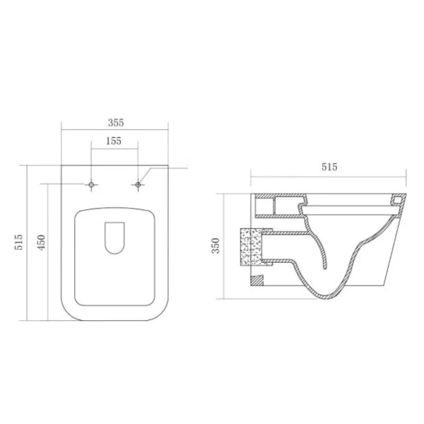 Унитаз подвесной Акватек Либра безободковый AQ0530-00 (детальная фотография), современные, hi-tech