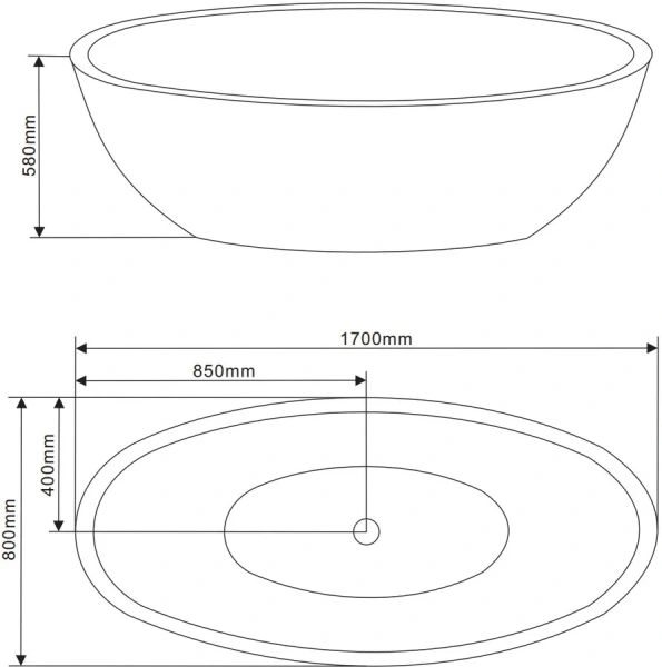Ванна акриловая Grossman 170x80 см белая GR-1701 (детальная фотография), акриловые