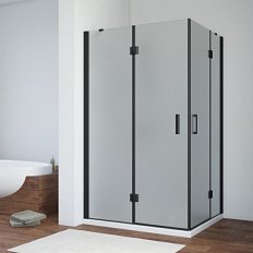 Душевой уголок Vegas-Glass AFA-F 90x80 см профиль черный матовый стекло сатин левый