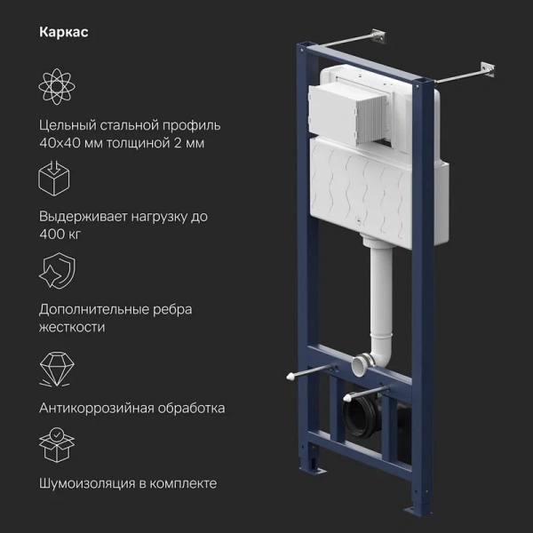Инсталляция для унитаза Am.Pm Pro с белой пневматической клавишей I012704.9001 (детальная фотография), настенные, напольные