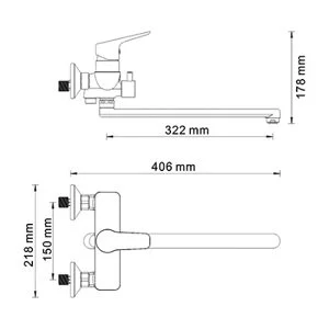Смеситель для ванны WasserKRAFT Lippe хром 4502L (детальная фотография), для ванны