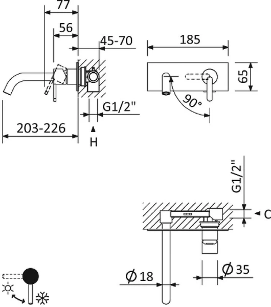 Смеситель для раковины Cezares Leaf хром LEAF-BLI1-L-01-W0 (детальная фотография), для раковины