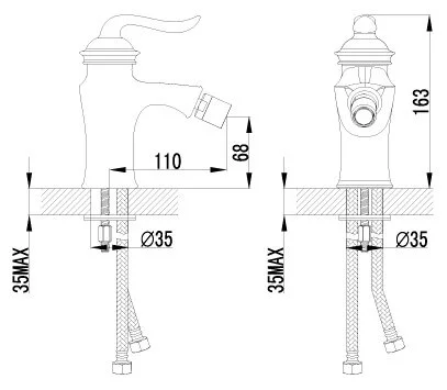 Смеситель для биде Lemark Brava LM4708G (детальная фотография), для биде