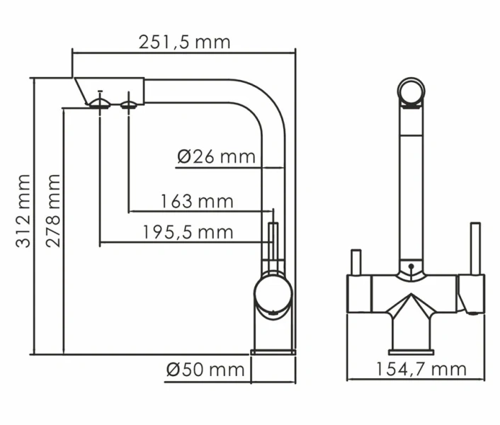 Смеситель для кухни WasserKRAFT A83 под фильтр (детальная фотография), для кухни