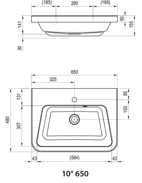 Раковина накладная 65 см Ravak 10° XJI01165000 (детальная фотография) index_3