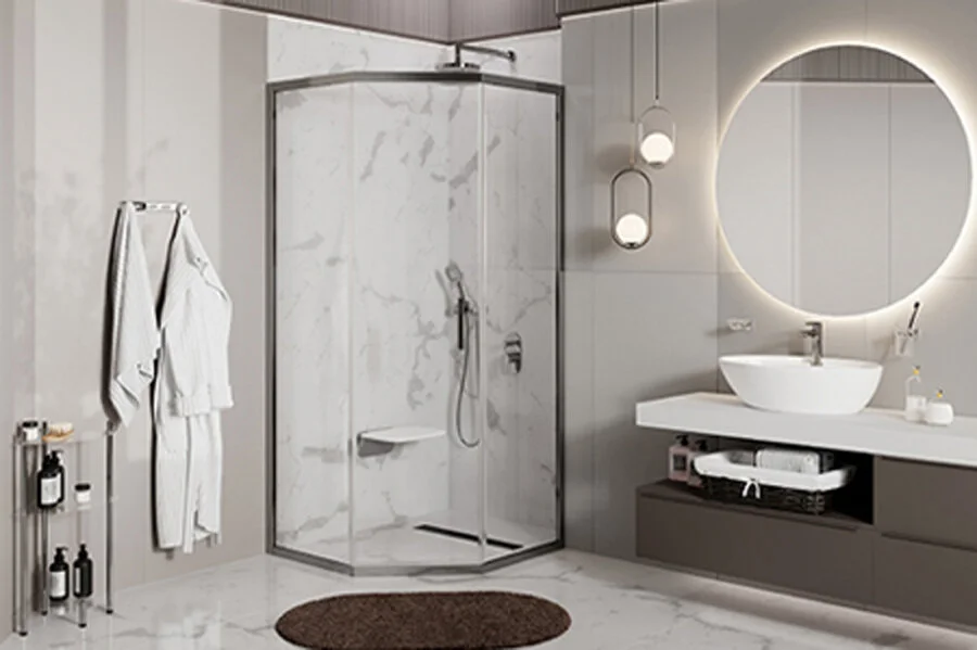 Душевой уголок WasserKRAFT Naab 90х90 см профиль хром 86S11 (детальная фотография), современные, hi-tech