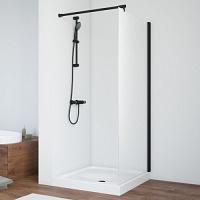 Душевая перегородка профиль черный матовый стекло сатин Vegas-glass