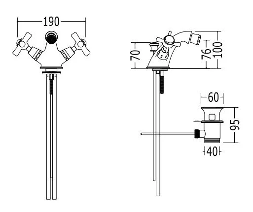 Смеситель для биде Devon&Devon White Rose UTWR720 (детальная фотография), для биде