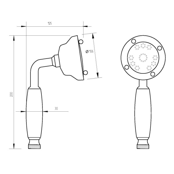 Схема (детальная фотография), душевые лейки