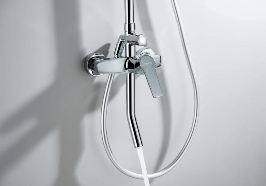 Душевая стойка Акватек Лугано хром AQ2740CR (детальная фотография), настенные