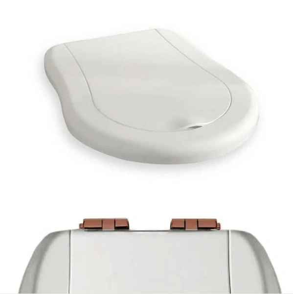 Крышка-сидение с микролифтом Kerasan Retro белая, петли бронза 108401 (детальная фотография), с микролифтом