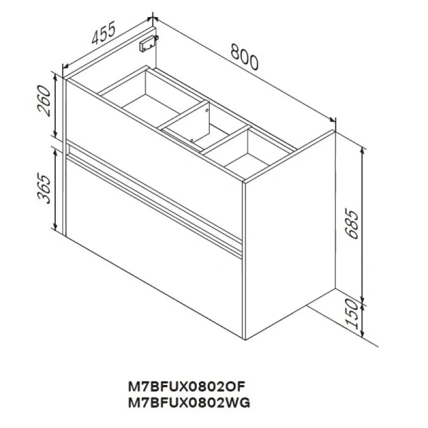 Тумба под раковину подвесная Am.Pm Sense 80 см белый глянец M7BFUX0802WG (детальная фотография), в наличии