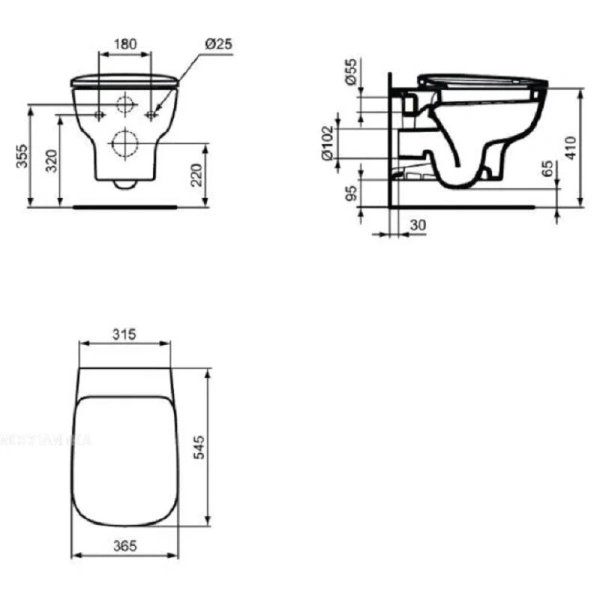 Унитаз подвесной Ideal Standard ESEDRA AquaBlade T386001 (детальная фотография), подвесные, встраиваемые