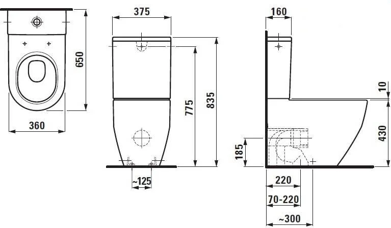 Чаша для унитаза-компакта Laufen Pro белая 8.2595.2.000.000.1 (детальная фотография), современные, hi-tech