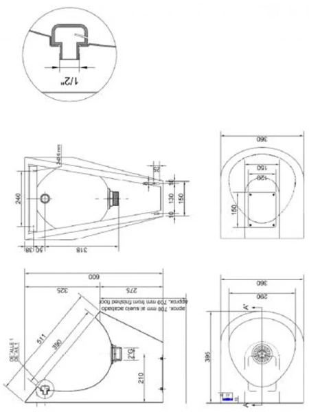 Писсуар подвесной Nofer антивандальный 13004.S (детальная фотография), современные, hi-tech
