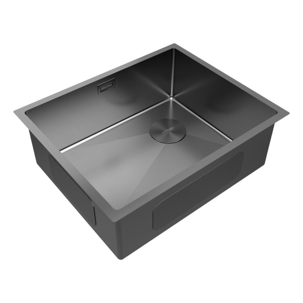 Мойка для кухни Paulmark Next-Skew 54 см вороненая сталь PM885444-GM (детальная фотография), врезные, встраиваемые