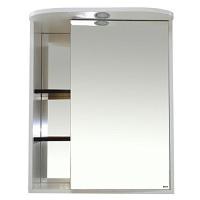 Зеркальный шкаф, зеркало справа, полочки слева, цвет белый/чёрный, Misty Венера