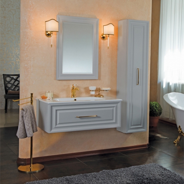 Тумба под раковину, цвет серый шелк матовый, фурнитура золото, La Beaute Cornelia BCO100GRO.OR (детальная фотография), по запросу