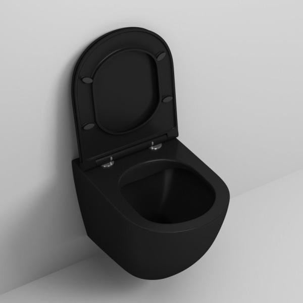 Унитаз подвесной Grossman безободковый черный матовый GR-4455BMS (детальная фотография), современные, hi-tech, круглые