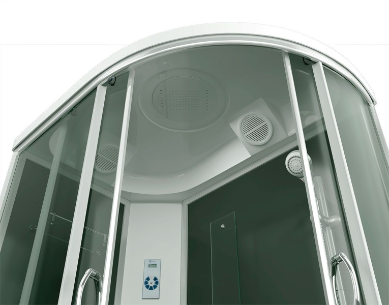 Душевая кабина, задние стенки чёрные, стекло тонированное, Erlit Comfort ER4512TP-C4 (детальная фотография), стеклянные, тонированные